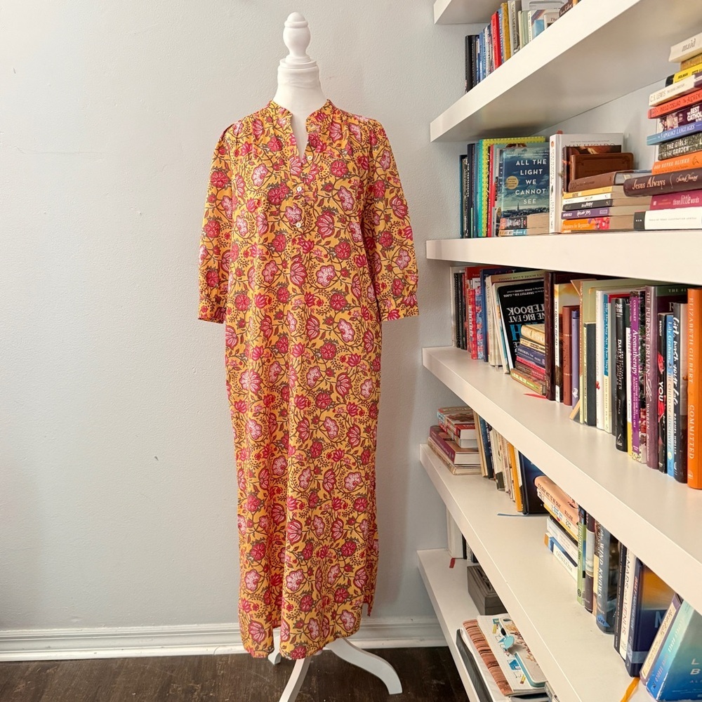 dRA Los Angeles Yellow and Pink Floral maxi Dress Medium